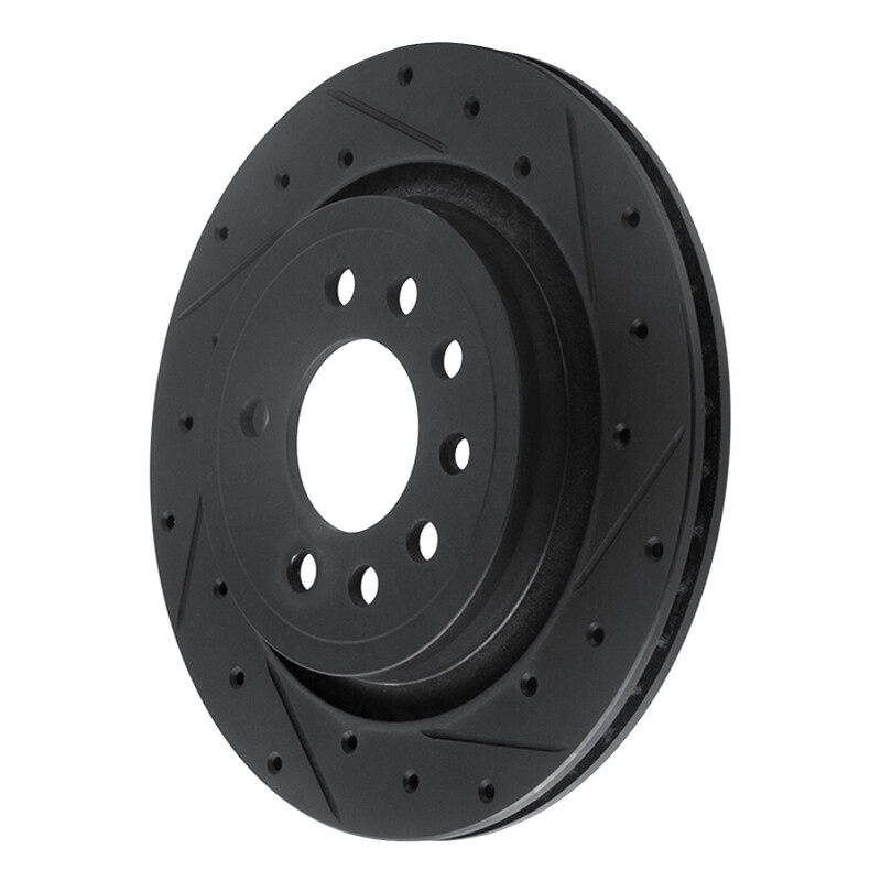 Saab 9-3 Brake Rotor (1) - Rear Right - R1 Concepts - Drilled & Slotted - Black - `08-`11